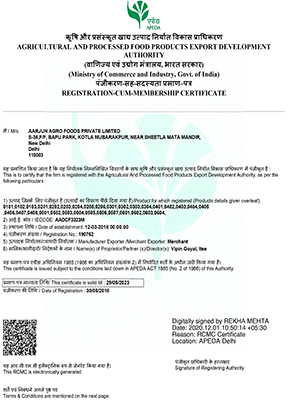 Apeda Certificate